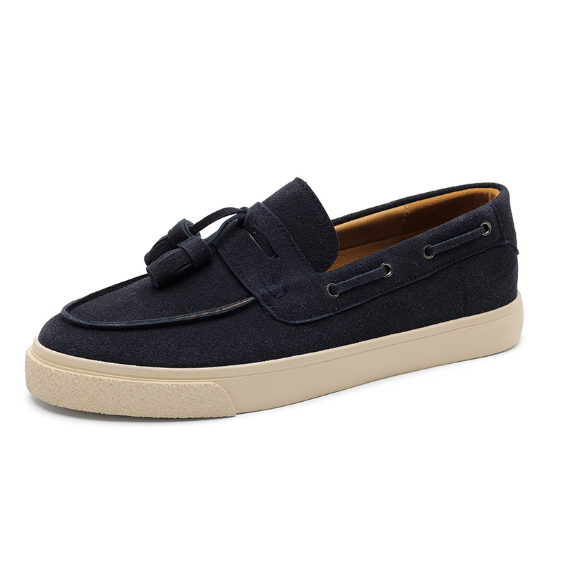 Summer fringed loafers, British casual, simple and comfortable sneakers, men's frosted bean shoes, one-step lazy people, popular men's shoes