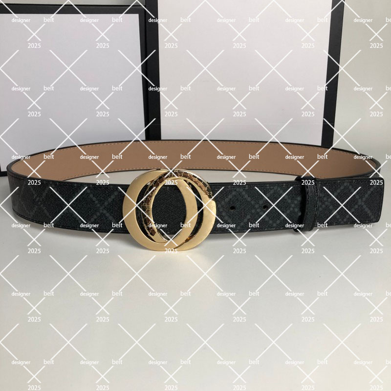 Fashion designer belt men's belt women's belt luxury metal buckle belt black leather belt length 105-125cm with box