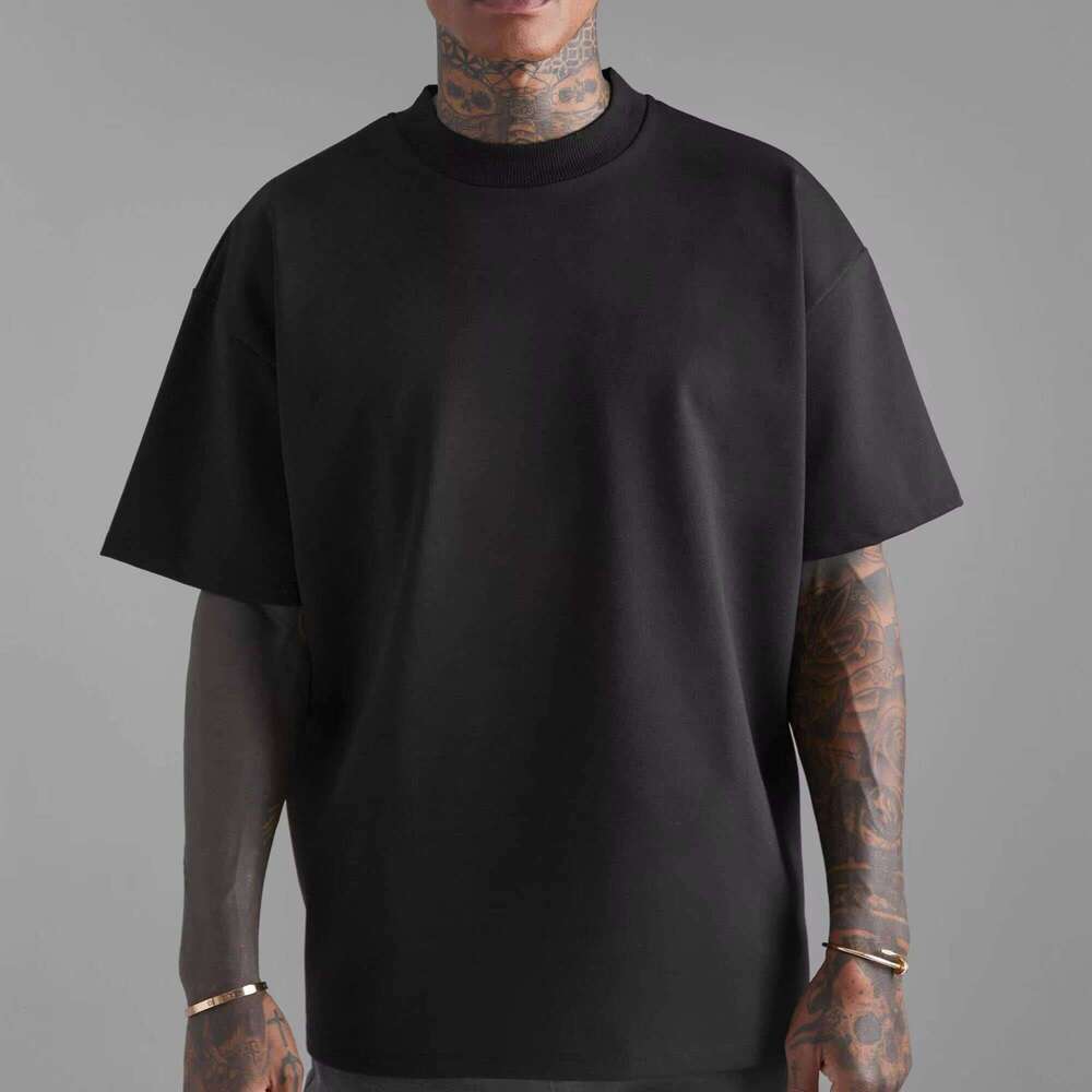 High Quality 100% Cotton Streetwear Oversized Crew Neck Ribbed Collar T-Shirt Fashion Men's Clothing Manufacturer