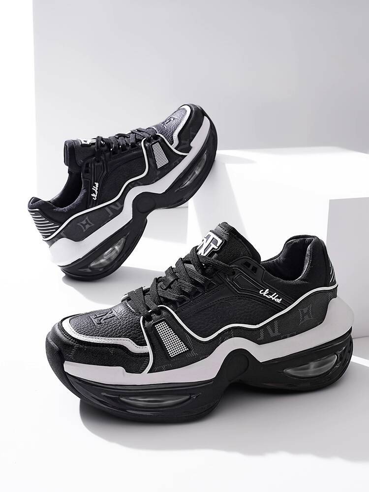 NHOT designer shoes Dad 2025 New Thick-Soled Black Men's Height-Increasing Shoes for Autumn and Winter