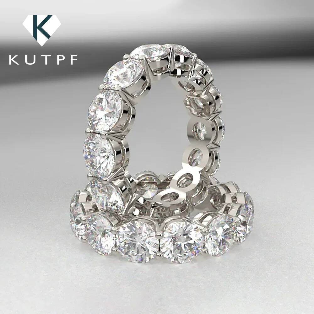 22 CT Moissanite Eternity Rings for Women Men 925 Sterling Silver Plated 18k Yellow Gold Diamond Engagement Ring Wedding Band