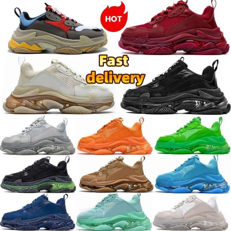 air cushion Triple s 3.0 Men Women Designer Casual Shoes Platform Sneakers Clear Sole Black White Grey Red Pink Blue Royal Neon Green Mens Trainers Tennis