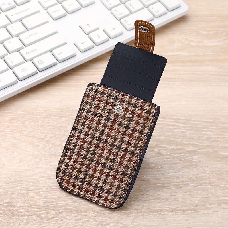 DHpet_wholesale 2025 Women's Houndstooth Card Holder - RFID Blocking Slim Wallet with Magnetic Protection, Fashion Mini Card Case Organizer