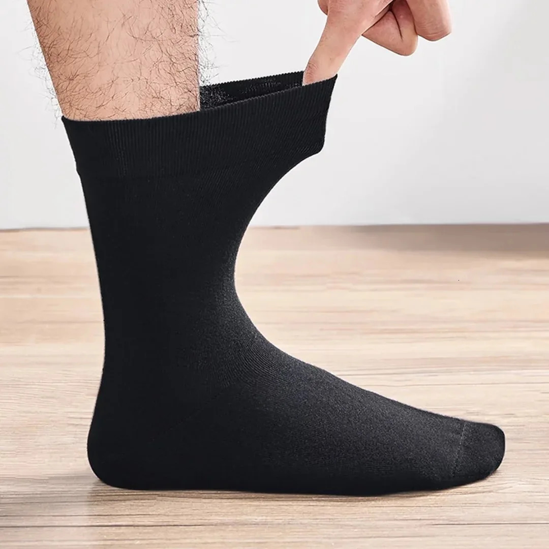 6 Pairs Mens Dress Socks Black Plus Size High Quality Combed Cotton Crew Socks Black Cool Breathable Casual Socks for men 250902