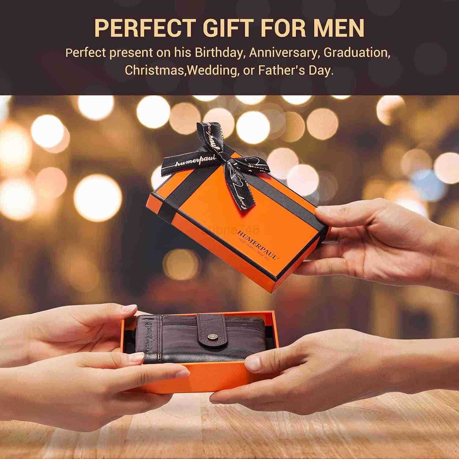 Chain Wallets RFID Wallets for Men Genuine Leather Wallet Zipper Bifold Wallet for Work Travel Outdoors With ID Window and Coin PurseZ250911
