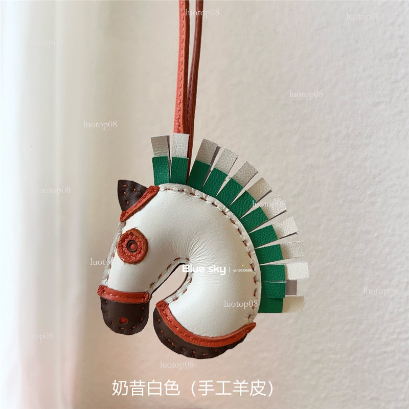 Fashion style cute handmade sheepskin pony head pendant genuine leather war horse unicorn bag charm highend car hanging decoration for women Luxurys d