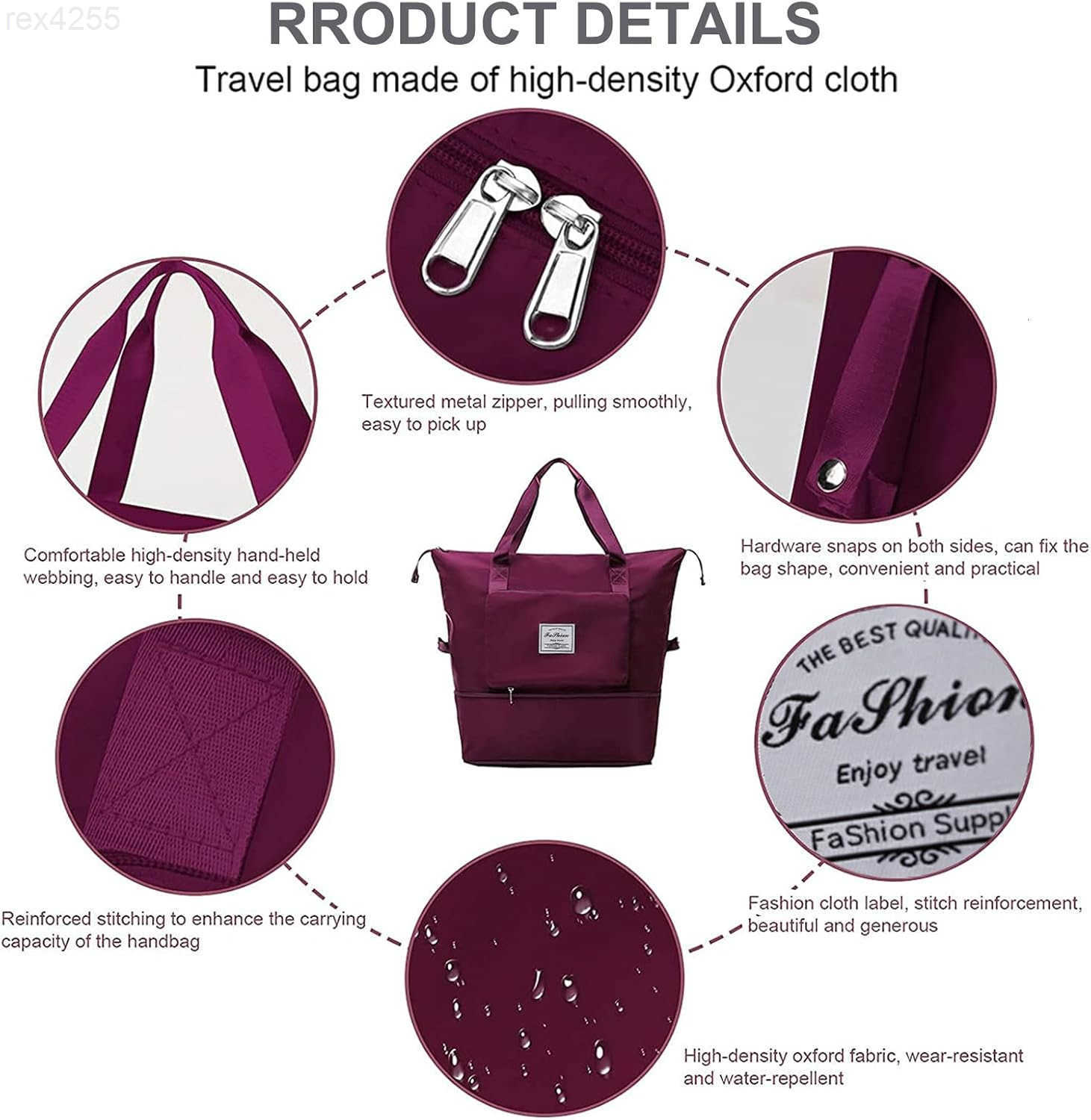 Large Capacity Travel Bag Foldable Travel Bag Expandable Travel Duffel Bag Collapsible Waterproof Large Capacity Travel Handbag Overnight Bag C260205