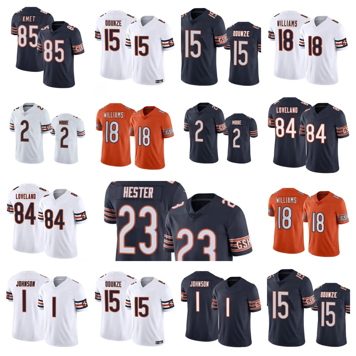 NFL Bears Jersey Walter Payton Brian Urlacher Mike Ditka 18 Caleb Williams Odunze D'Andre Swift 2 DJ Moore Travis Homer DeAndre Carter Kmet Colston Loveland Football