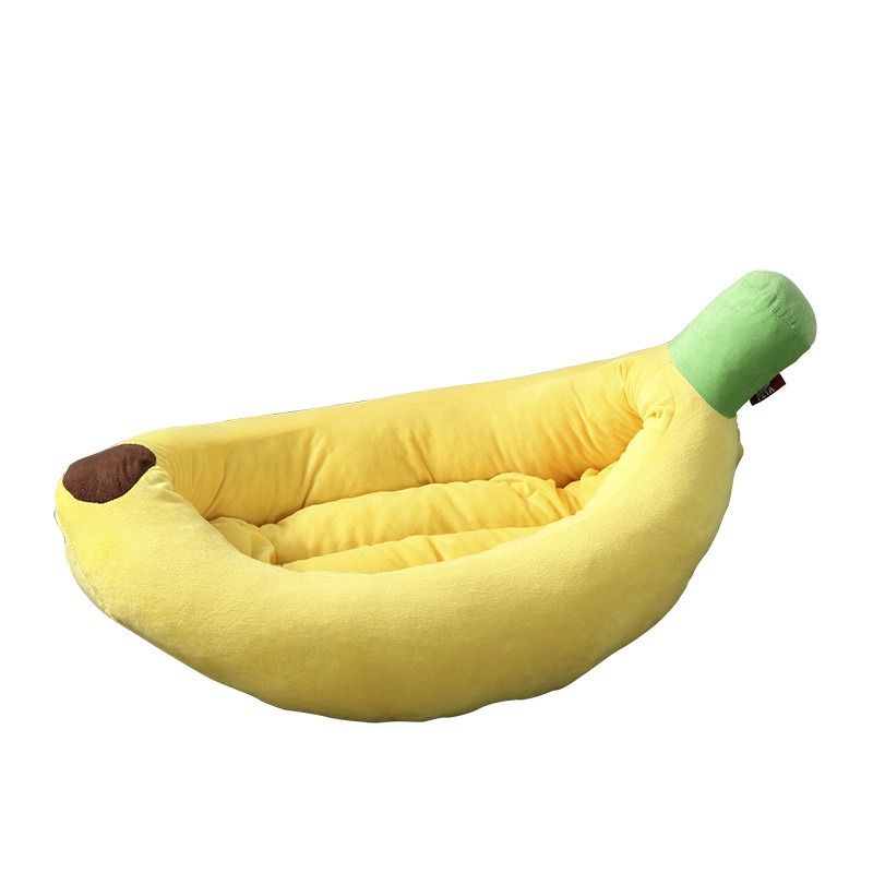 Cartoon Banana Shaped Pet Bed Removable Washable for Dogs Cats 4-Season Use Soft Comfortable Nest for Small Medium Breeds