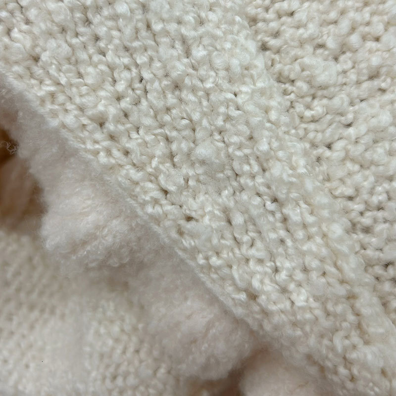 Designer Y2K Fall New Ladies Beige Knit Cashmere Wool Top, Ruffled Deep V-Neck Tie Waist Sweater with Pockets, Classic Clothing S0907