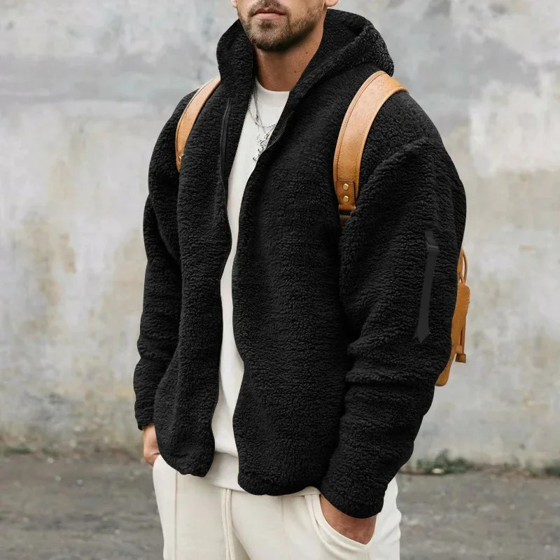 Mens Teddy Bear Fleece Coat Winter Autumn Warm Long Sleeve Jacket Fur Fluffy Hooded Outwear Jumper Hoodies Windbreaker 250901