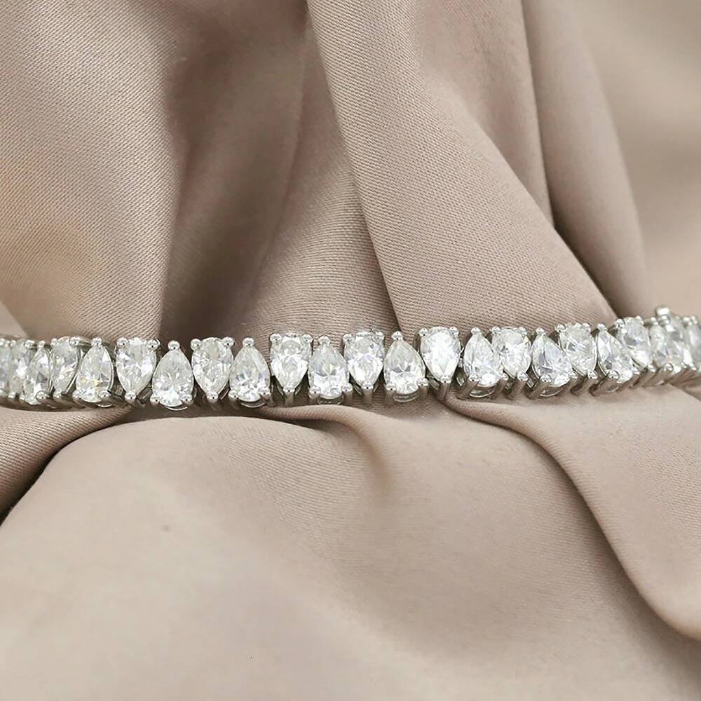 035caratWaterdrop Moissanite Tennis Bracelet For Women S925 Silver Pear cut Lab Diamond Engagement Bracelets With Certificate