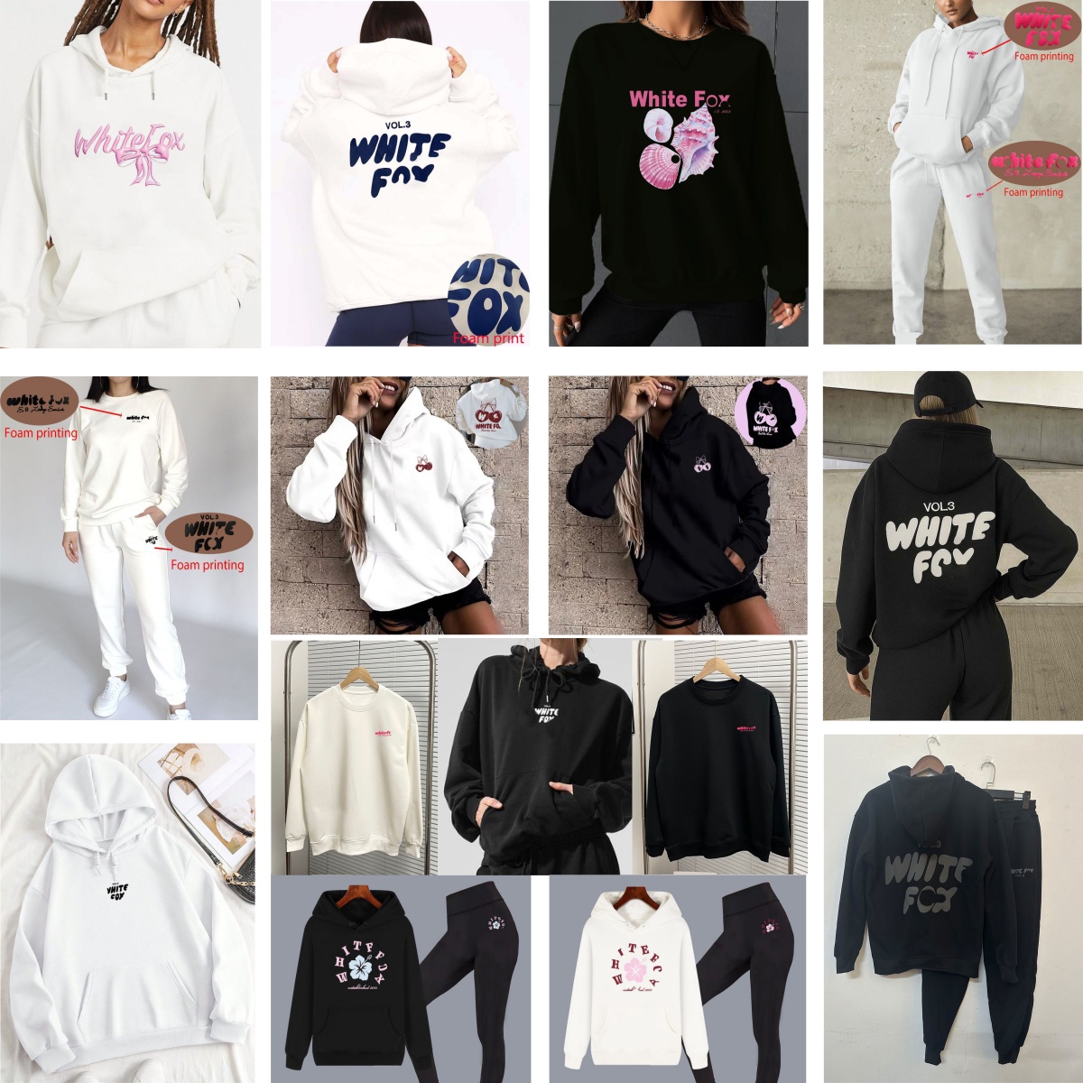 Women Hoodie sweatshirt Foxx 2 Piece Designers Sport Suit Summer New Short Fashion Foam Sleeved Pullover Sportwear sweatshirt womens