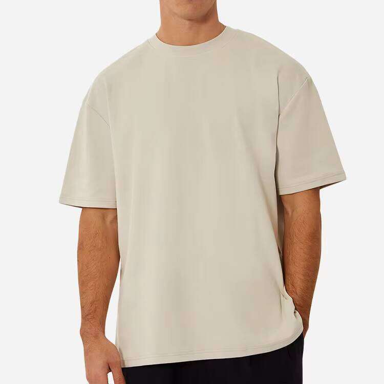 High-quality 100% cotton short-sleeve crew neck men's shirt made with solid pattern knit fabric