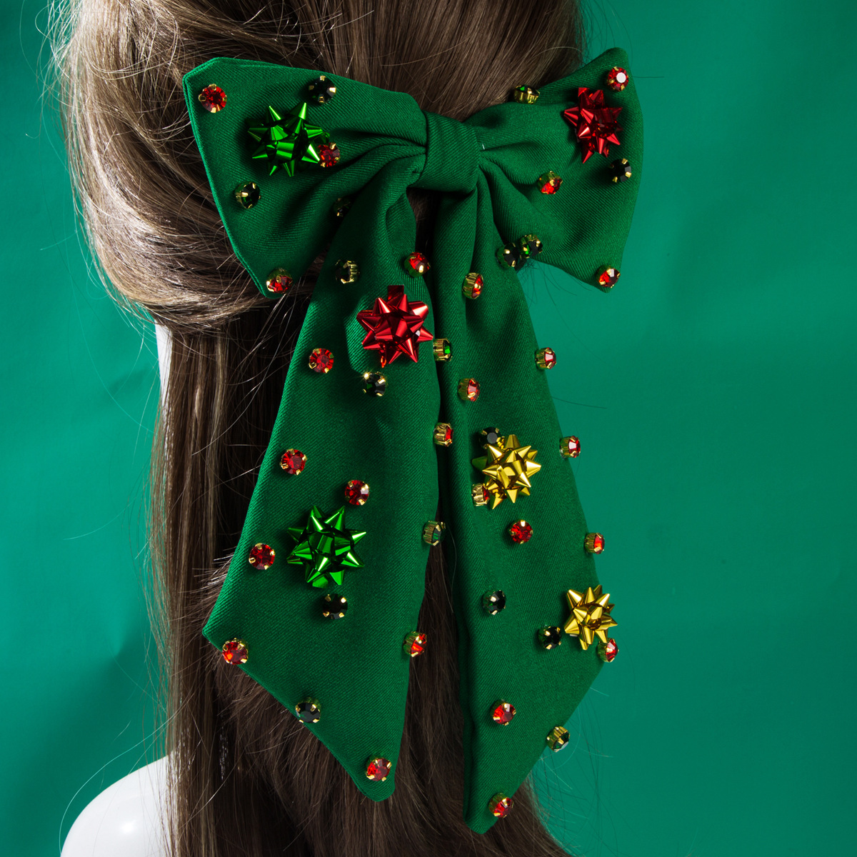 New Christmas Bow Hair Clips for Women Sparkling Snowflake Embellished Party Hair Accessories
