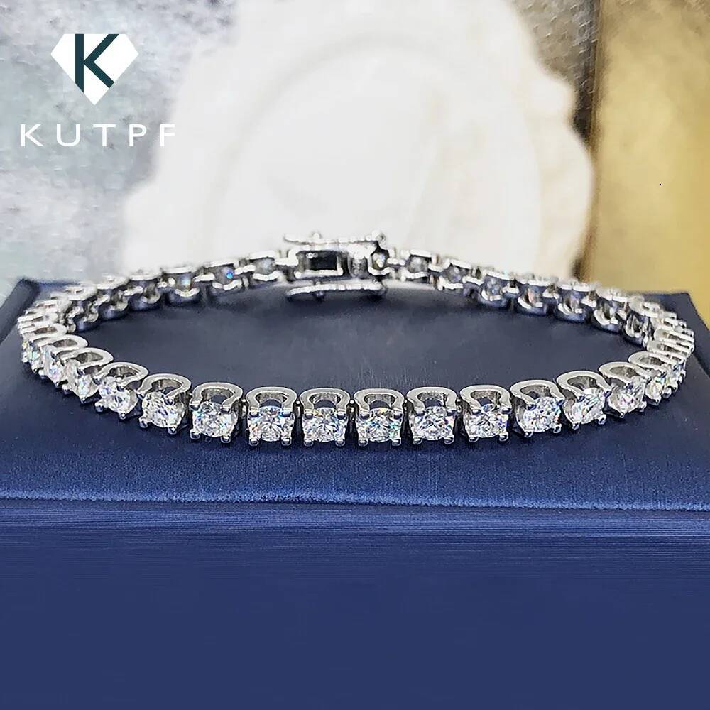 Gra Certified 35mm Full Moissanite Diamond Tennis Bracelet 100 925 Sterling Silver UShape Bullhead Bracelets for Women Men