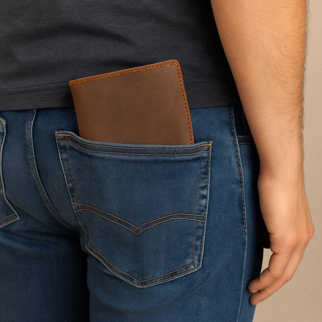 Bifold Leather RFID Blocking Wallet For Men Women Genuine Leather Holder With 20 Slots 2 Bill Compartments ID Window Hipster wallet Money Drivers Lice