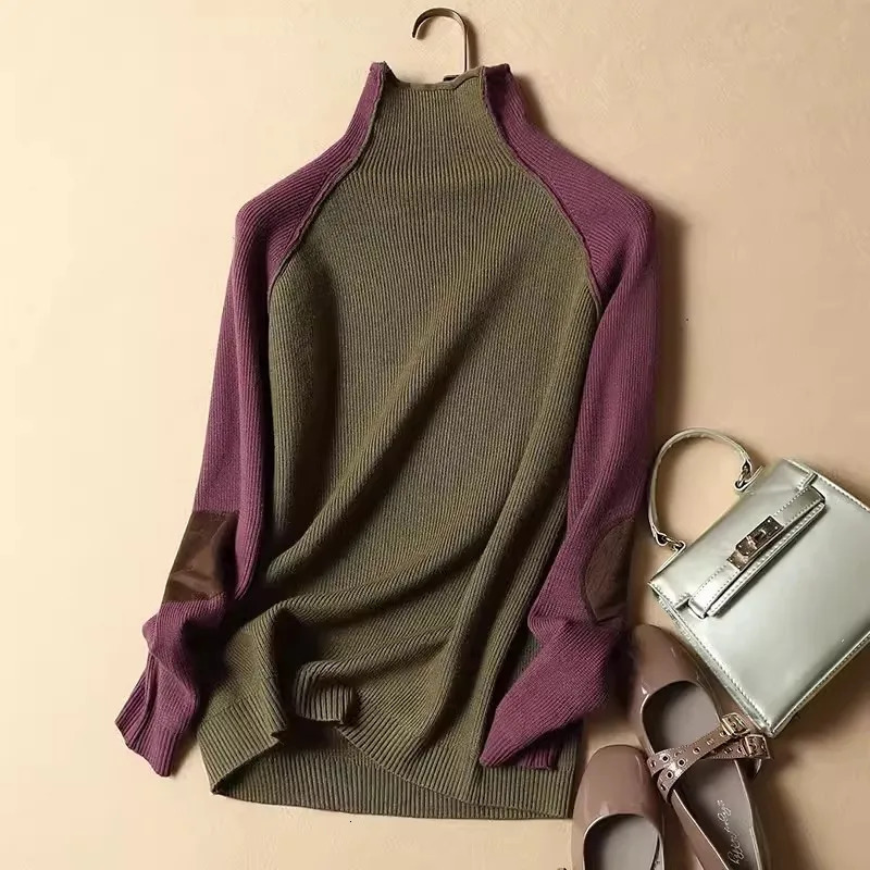 Sweater Women Half Turtleneck Thicken Pullover Knitted Sweaters Warm Knitwear Female Jumper Winter Casual Top 250902