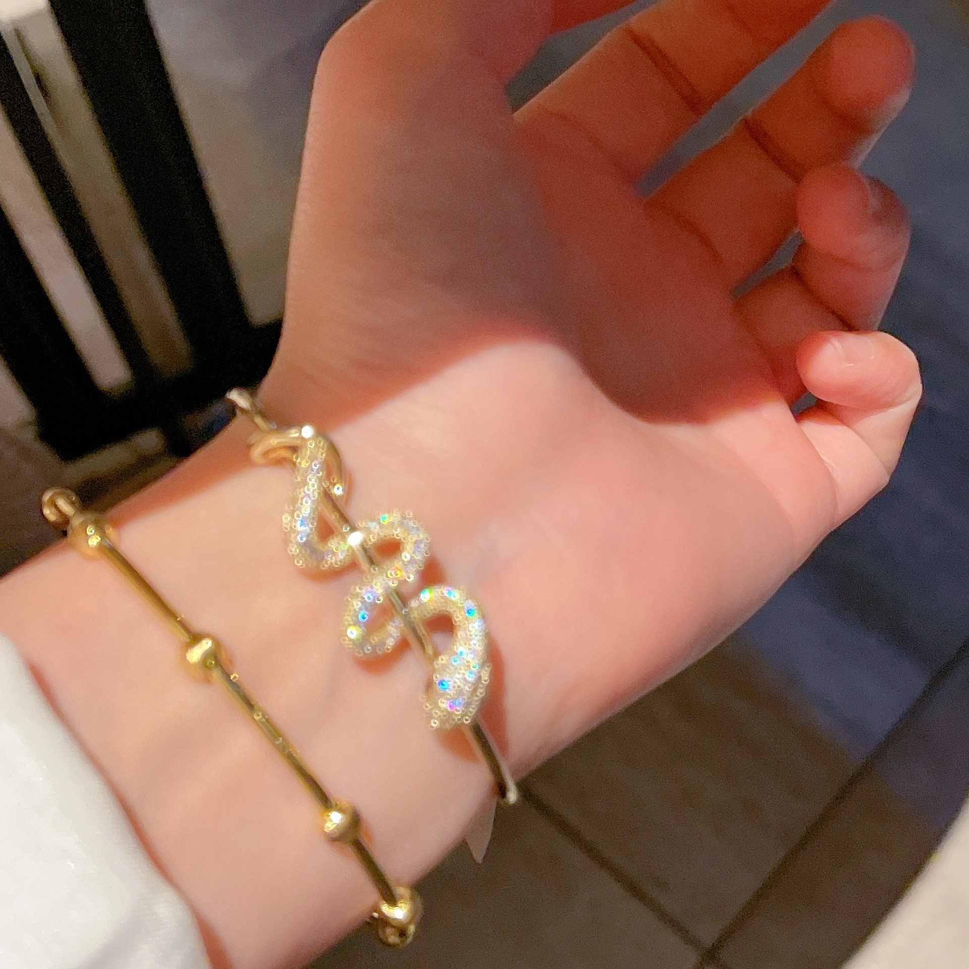 Jewellery Gold Toned Open Cuff Snake Bangle with Crystal Encrusted Detail for Bold Daily Wear and Statement Occasions Gift Textured Glamorous Fashion 