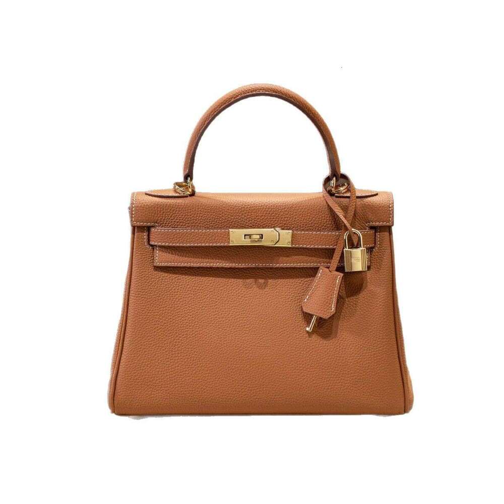 High-End Luxury Genuine Leather Inner Seam Top Layer Togo Cowhide KL High-end Crossbody Handbag Women's Fashion Genuine Leather Bag