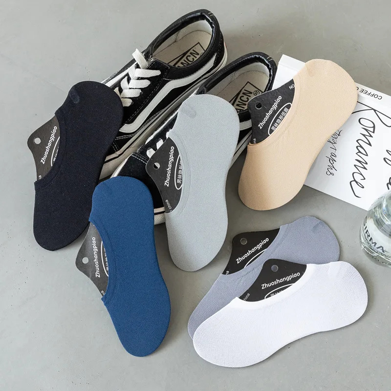 10 Pairs Men Male Invisible Elastic Non Slip Silicone Short Sock Slippers Summer Thin Breathable Casual Nylon No Show Boat Socks 250902