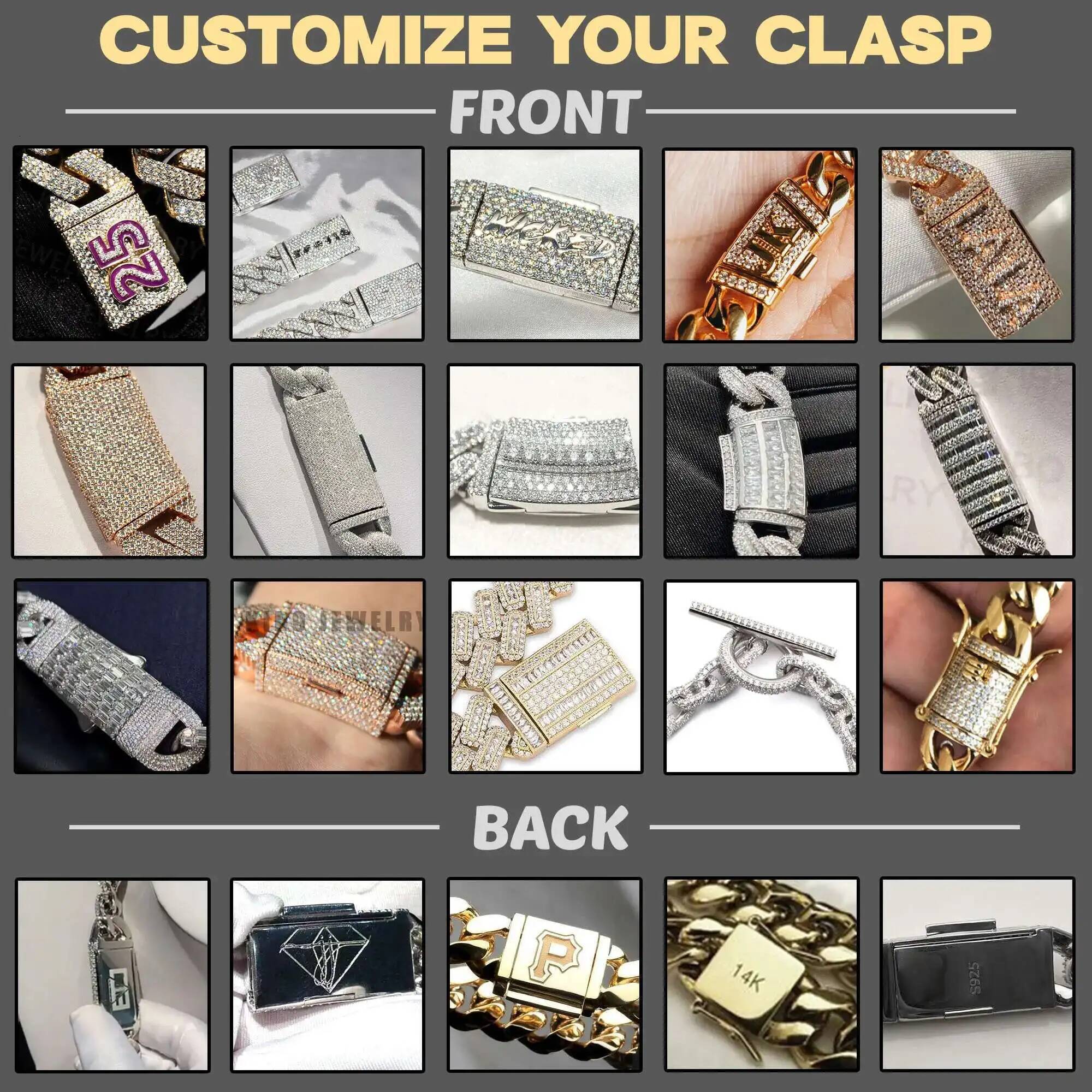 Ready For Ship Mens Hip Hop Jewelry 10mm 12mm 925 Sterling Silver Moissanite Cuban Link Chain Iced Out Necklace