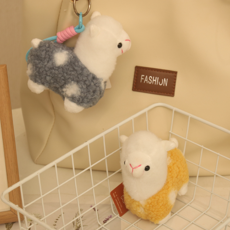 Cute Mini Stuffed Animals Alpaca Plush Toys Doll Keychain Kawaii Cartoon Anime Soft Plushie Alpaca Toy Keychain for Claw Machine