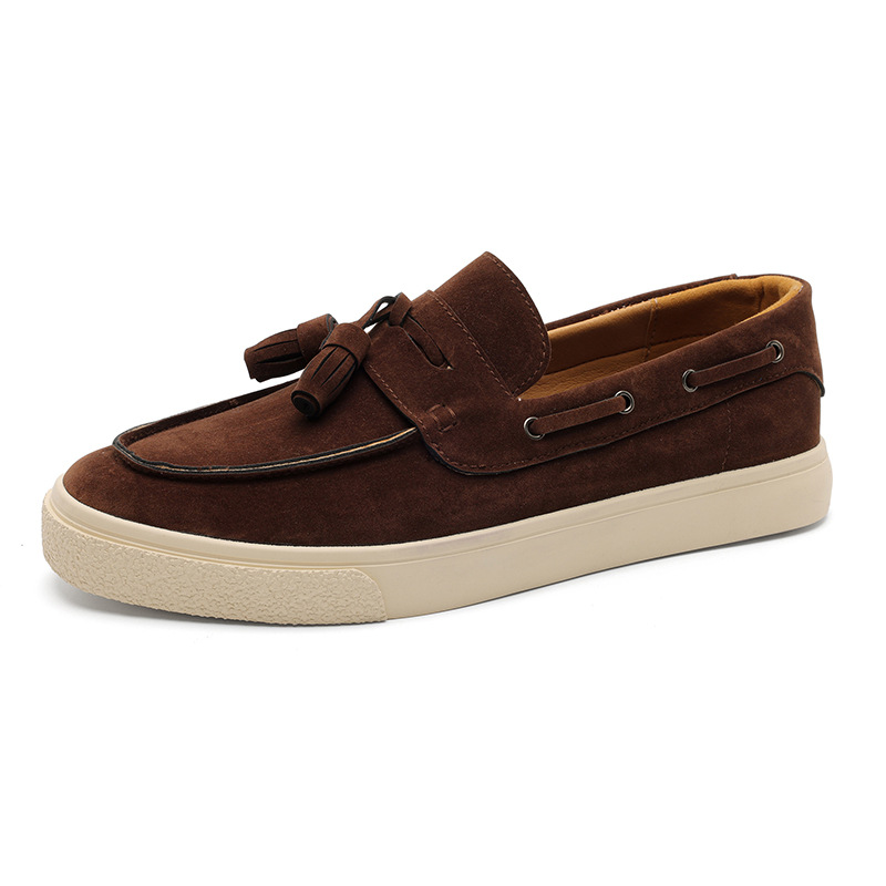 Summer fringed loafers, British casual, simple and comfortable sneakers, men's frosted bean shoes, one-step lazy people, popular men's shoes