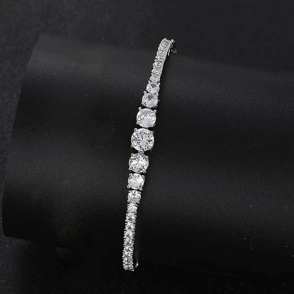 Full Moissanite Tennis Bracelet for Women GRA Certified 35mm Size Gradient Lab Diamond Bracelets S925 Silver Plated 18K Gold