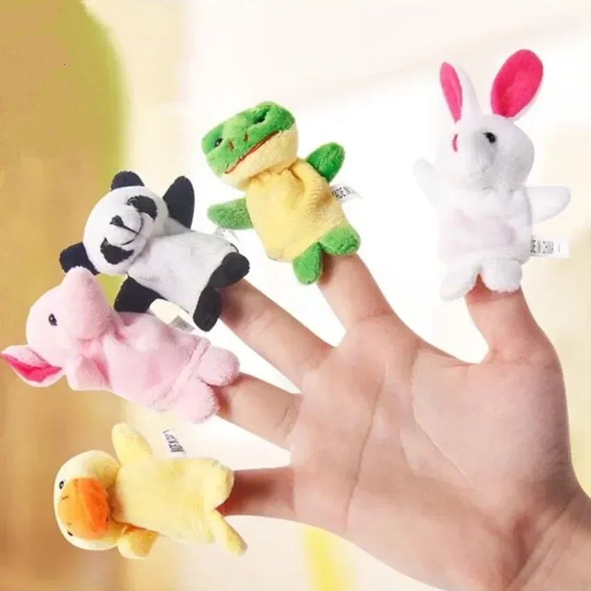 1PC Cute Baby Toys Cartoon Animal Hand Finger Puppets Pretend Play Plush Dolls Parentchild Game Props for Kids Girls Funny Gift 250901