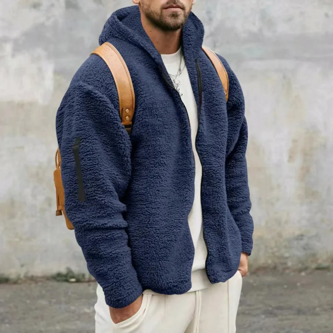 Mens Teddy Bear Fleece Coat Winter Autumn Warm Long Sleeve Jacket Fur Fluffy Hooded Outwear Jumper Hoodies Windbreaker 250901
