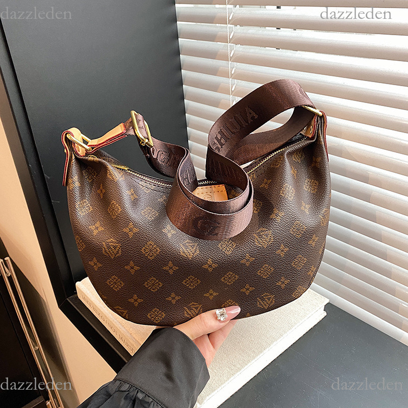 2025 new women's bag old flower contrast color large capacity dumpling fashion retro versatile armpit shoulder crossbody crescent bag