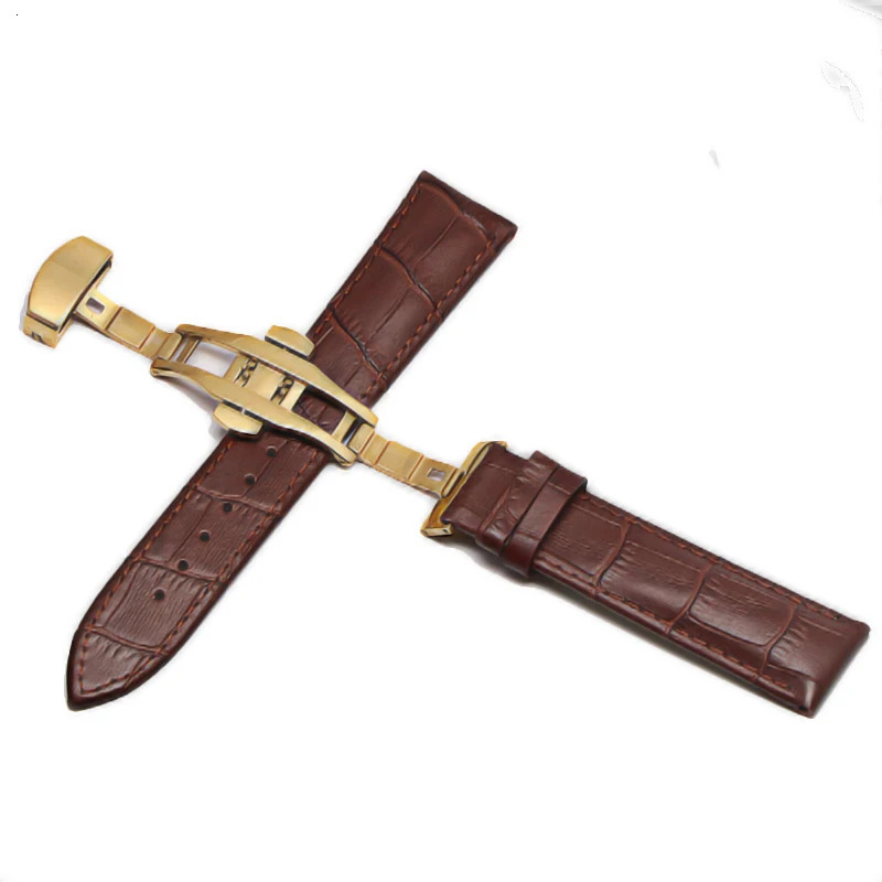 Genuine Leather Watchbands 18mm 20mm Watch Band Strap Steel Pin buckle High Quality Wrist Belt Bracelet Butterfly buckle 250902
