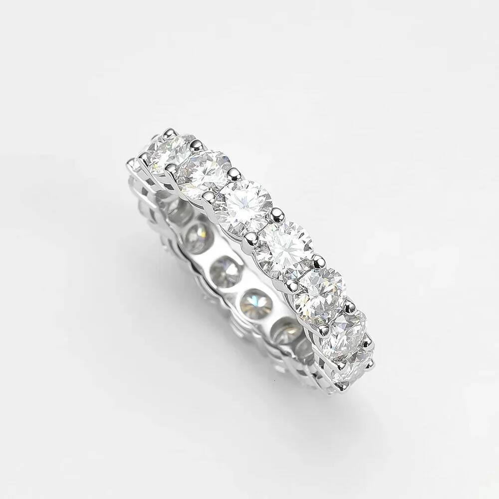 22 CT Moissanite Eternity Rings for Women Men 925 Sterling Silver Plated 18k Yellow Gold Diamond Engagement Ring Wedding Band