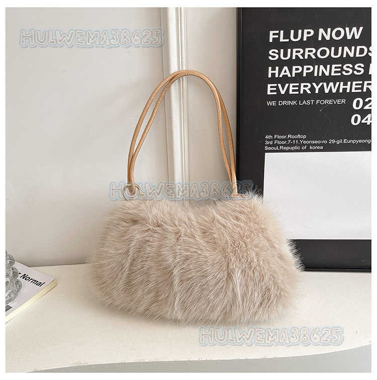 Autumn Winter New Faux Fox Fur Womens Fashion Versatile Underarm Plush Bag Casual Handbag Shoulder Bag Little Style H250902