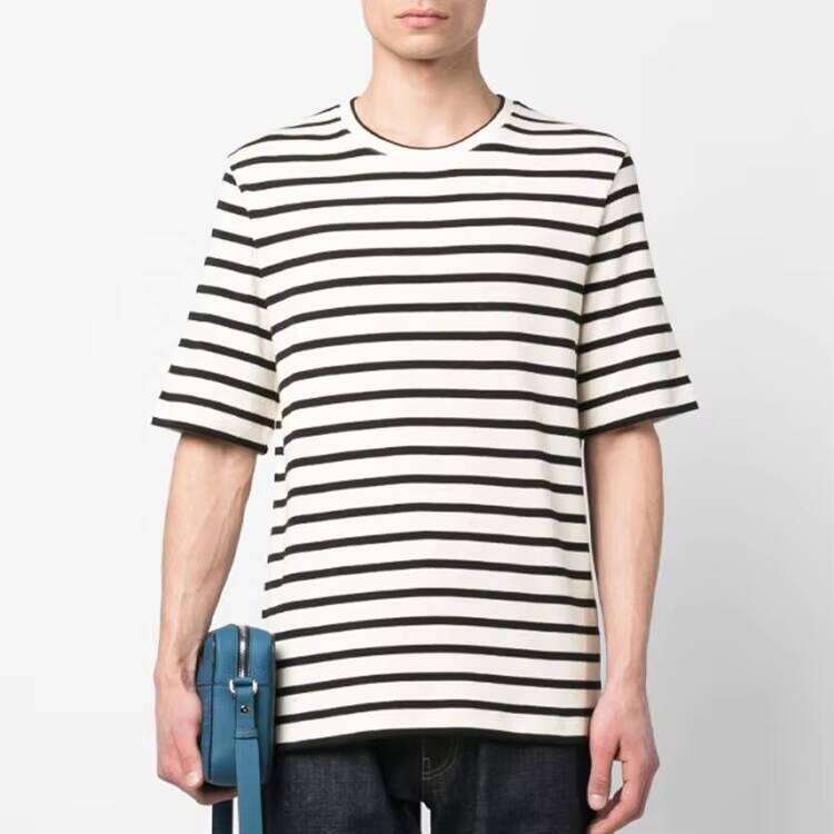 Heavyweight T-Shirt Men Designer Striped Oversized Pour Hommes High Quality 220 Gsm Cotton
