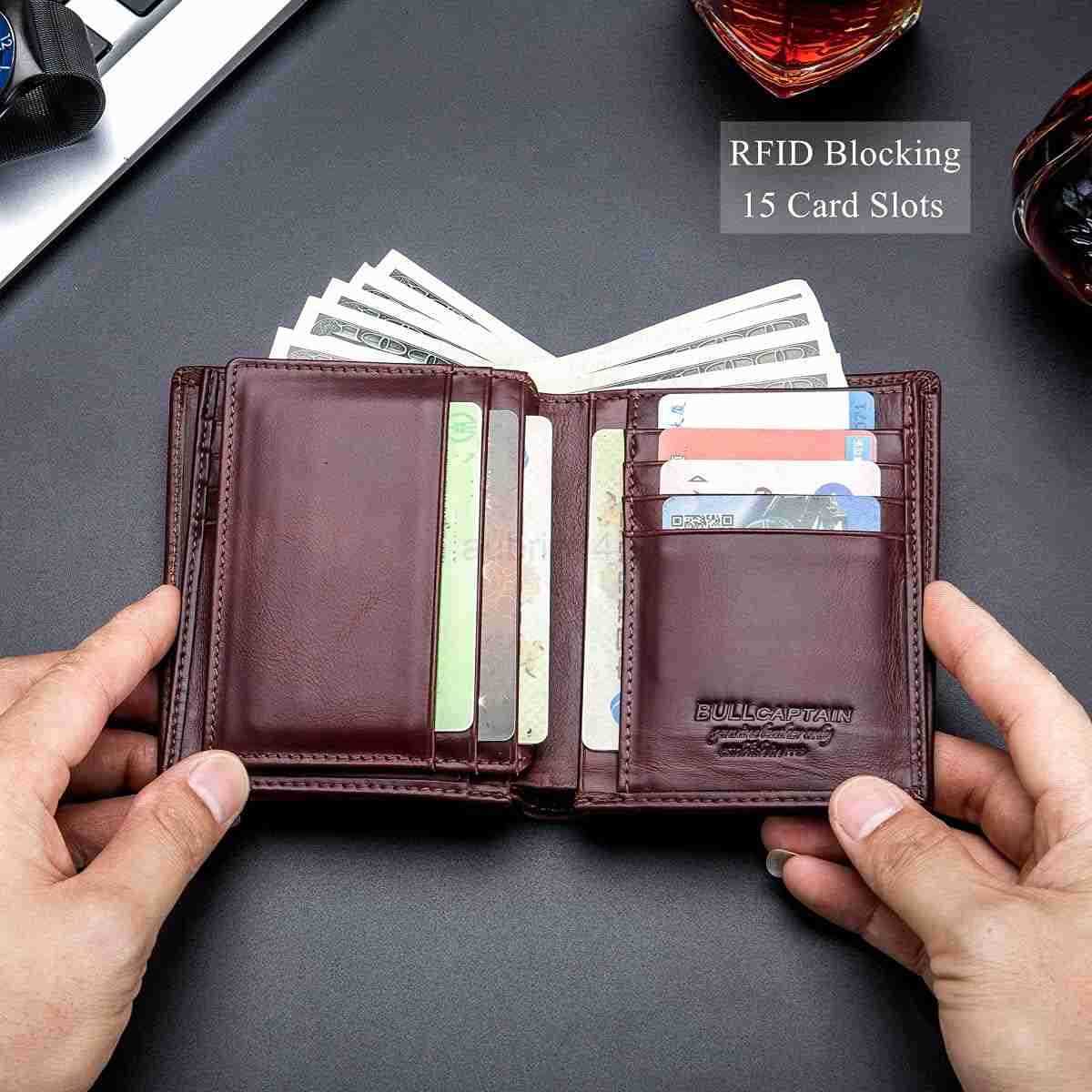 Large Capacity Genuine Leather Bifold WalletCARD Holder for Men with 15 Card Slots QB027Z250911