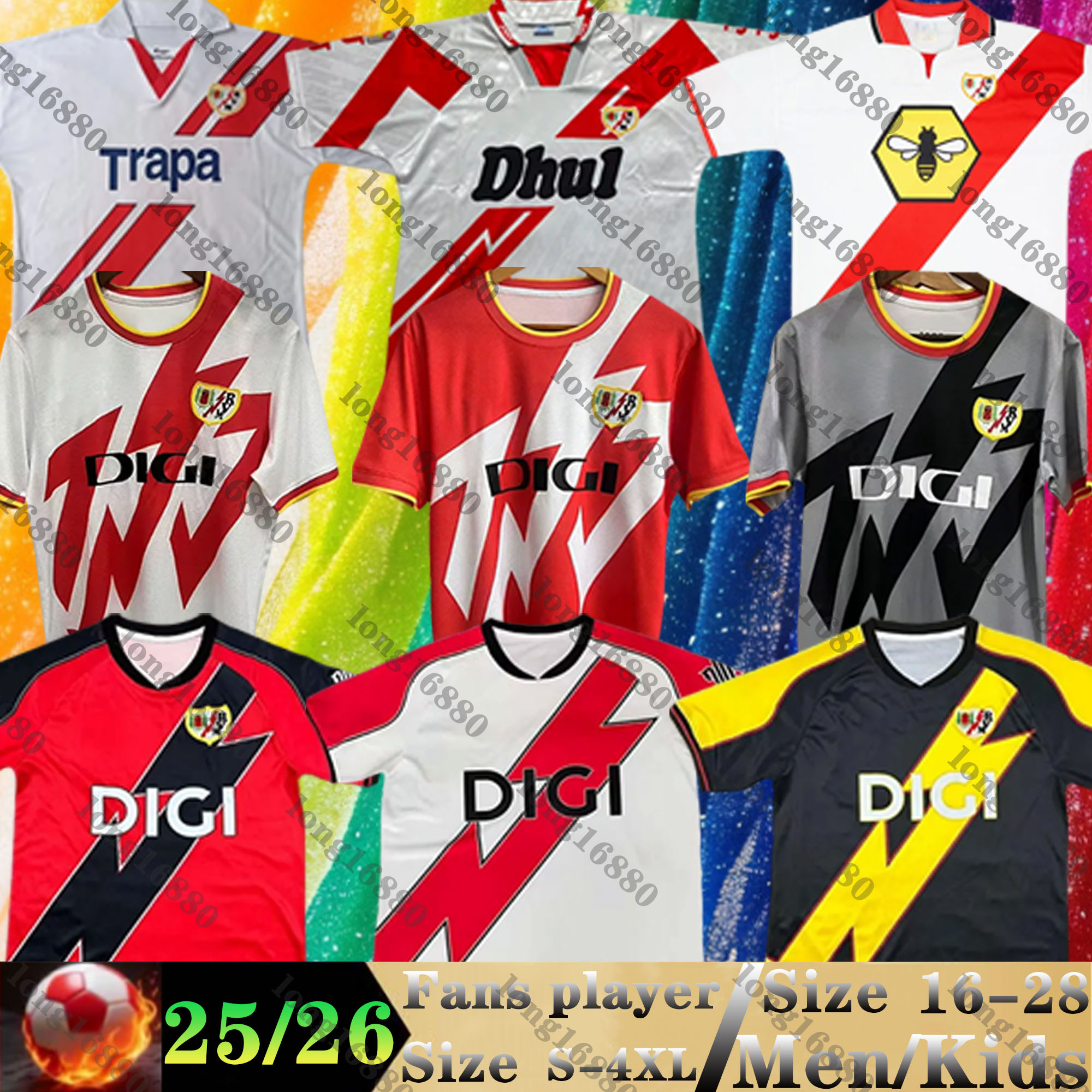 25 26 Rayo Vallecano FALCAO soccer jerseys Retro 94 95 01 02 GARCIA LEJEUNE SANCHEZ MARTIN TREJO CISS PALAZON CAMELLO MONTIEL BEBE 2025 2026 men kids Kit football shirt