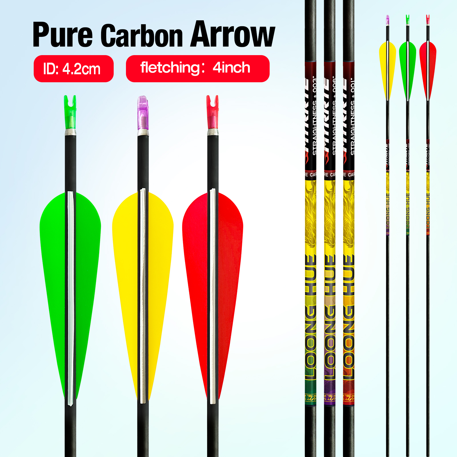 High-Density Carbon Fiber Archery Arrows Premium Grade 4.2mm Diameter & 31-Inch Longitudinal Design Compatible Across Recurves and Compound Models
