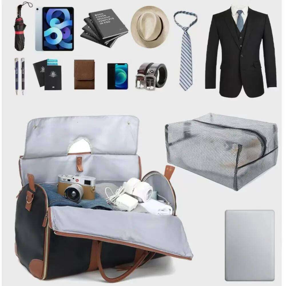 Travel Handbag, Shoulder Suit Folding, Capacity Travel Bag, Convenient Fiess, Large Leather Lage Bag
