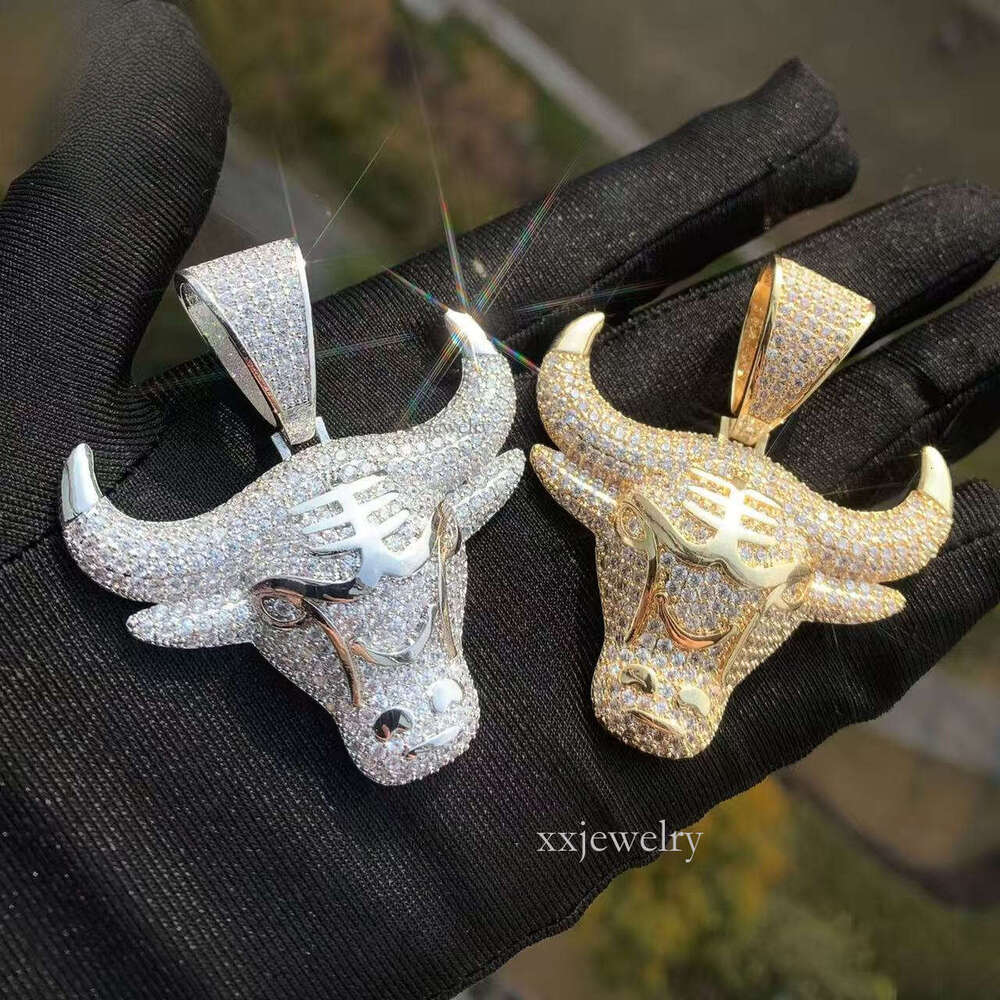 Custom tennis Chain Sterling Silver Mosaic Moses Stone Gem Hip Hip Style Ice Crack jewelry fashion design pendant, size 4mm x 5mm, Moses Stone necklac