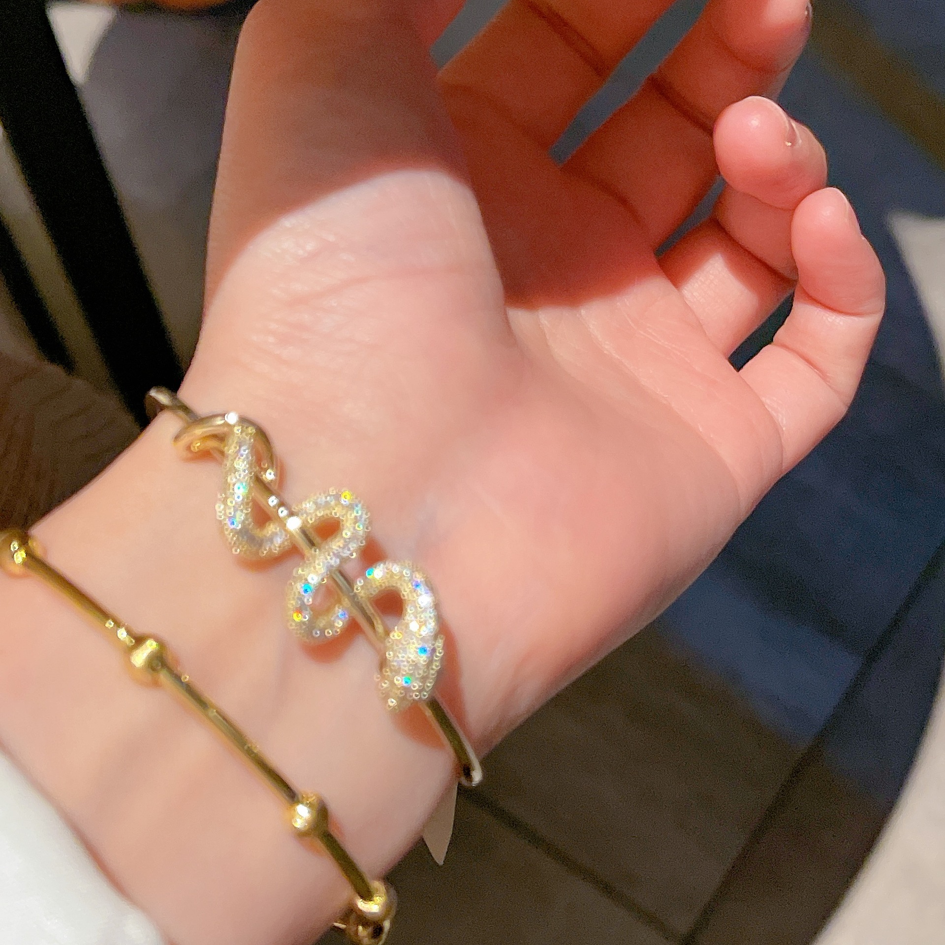 Jewellery Gold Toned Open Cuff Snake Bangle with Crystal Encrusted Detail for Bold Daily Wear and Statement Occasions Gift Textured Glamorous Fashion 