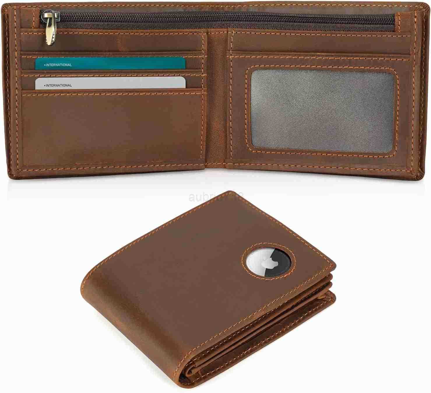 Mens RFID Blocking Cowboy Genuine Natural Crazy Horse Leather Bifold WalletZ250910
