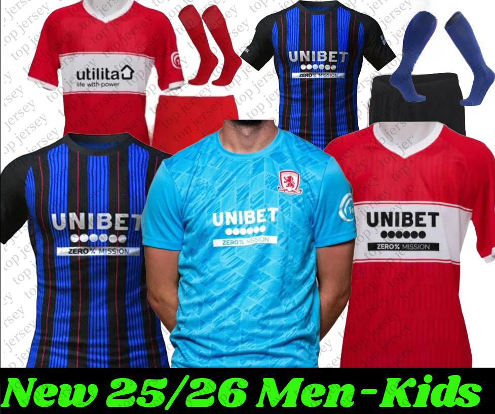 25 26 Middlesbrough Football Shirt Home Away Third 2025 2026 Tavernier Payero Howson Mcnair Bola Birmingham Soccer Jerseys Uniforms Mens Kids Kits