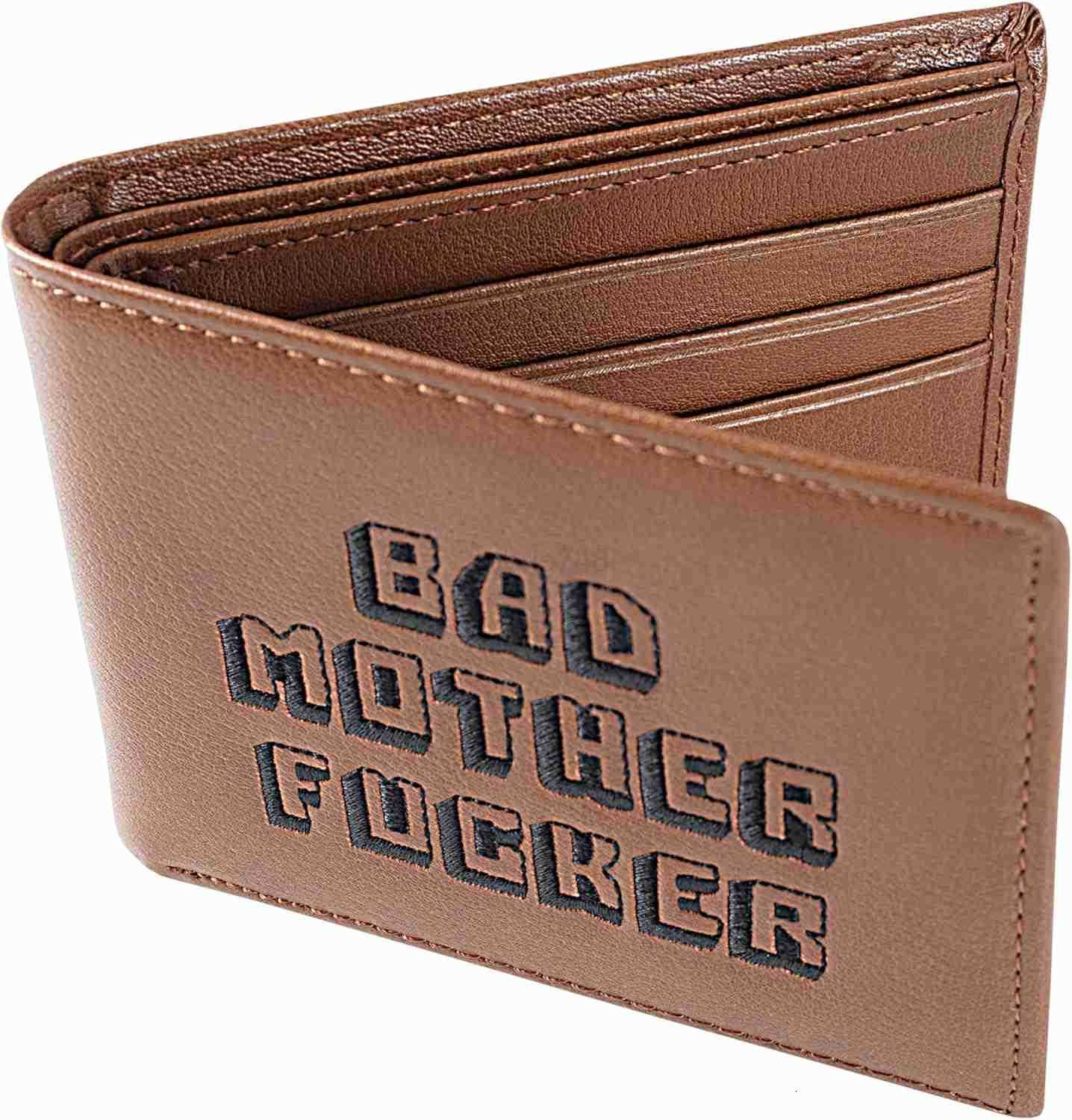 Officially Licensed Bad Mother Wallet Bifold Embroidered Brown LeatherZ250911