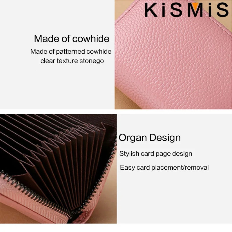 Genuine Leather RFID Blocking Credit Card Holder Wallet Stylish Accordion with 12 Card Slots and 2 Cash Coin Pockets 250902