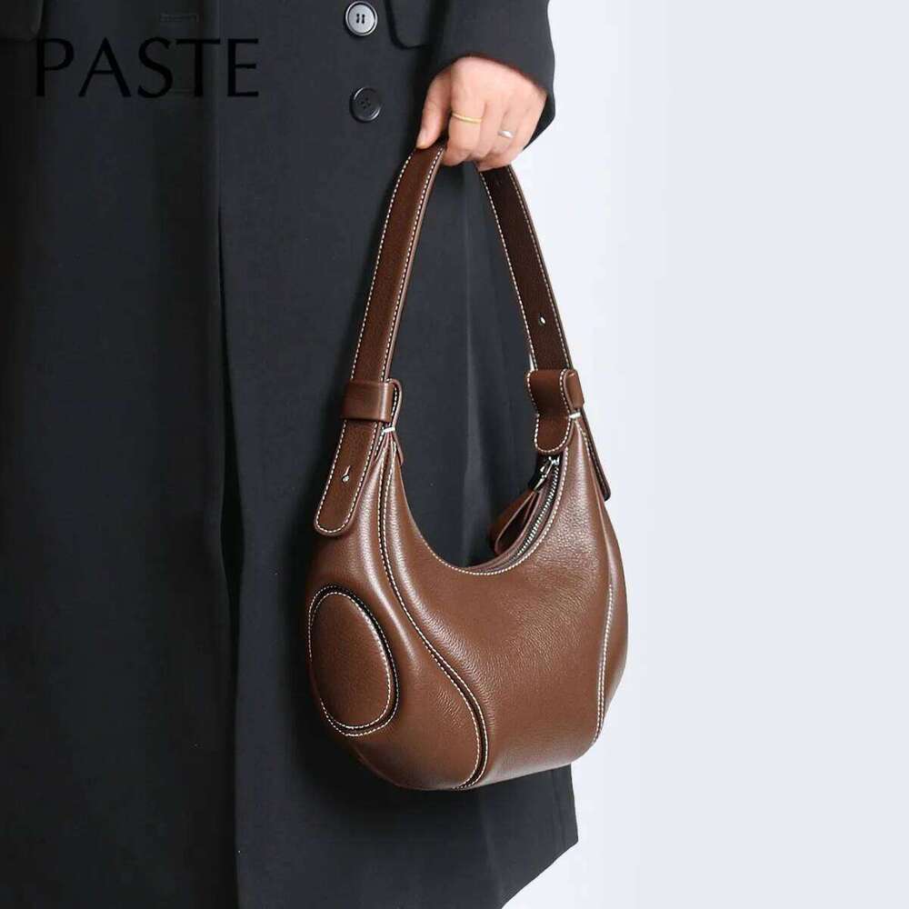 New Designer Lemon Yellow Baseball Element Women Tote Soft Genuine Cow Leather Female Handbag Leisure Underarm Shoulder Bag 250829