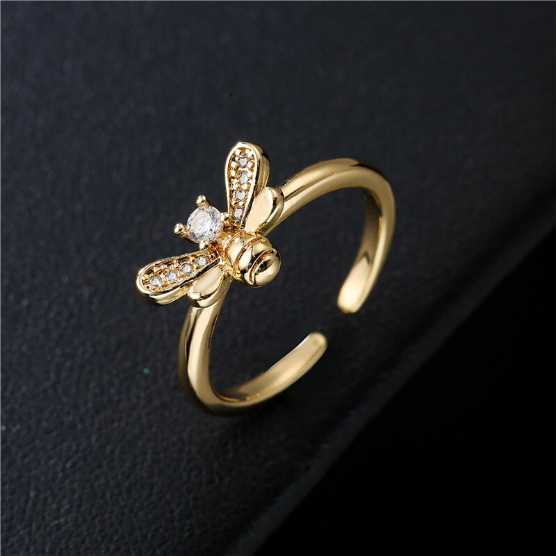 Luxury Brand Designer Jewelry New Product INS Style Simple Little Bee Ring Adjustable Open Design Party Jewelry