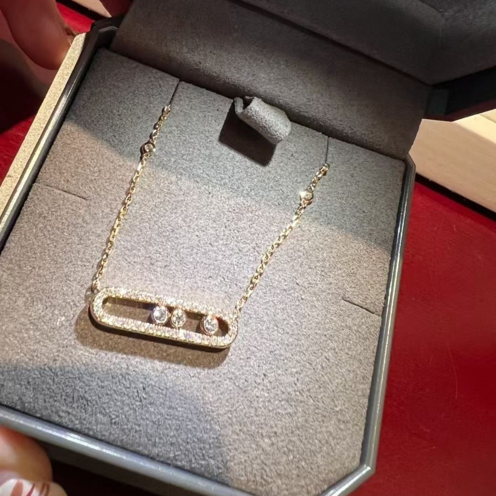 Pendant Necklaces Designer Messikass Luxury Messi necklace Card Smart Three Diamond Necklace for Women Pure Silver 925 Silver Light Luxury High-end Feel AA