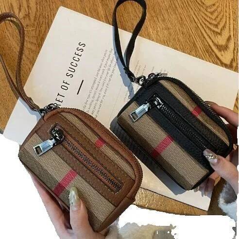 Free designer wallet women's luxury bag with antique plaid top layer cowhide, high-end feeling, small fragrance style card bag, hot selling coin 